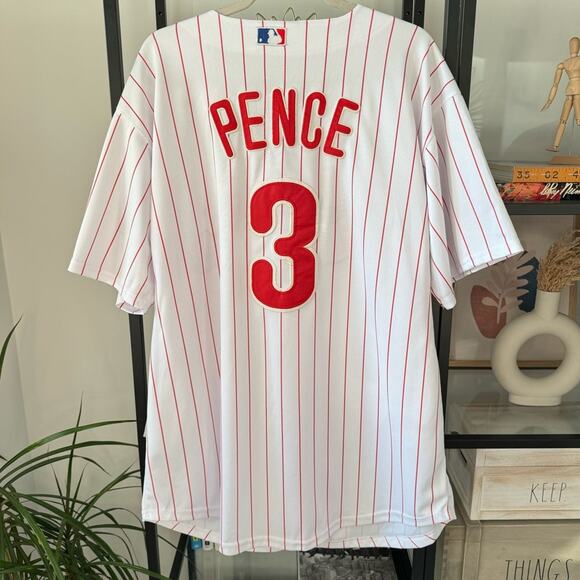 Philadelphia Phillies Hunter Pence #3 White Red Striped Baseball Jersey Size 52 - Picture 3 of 9